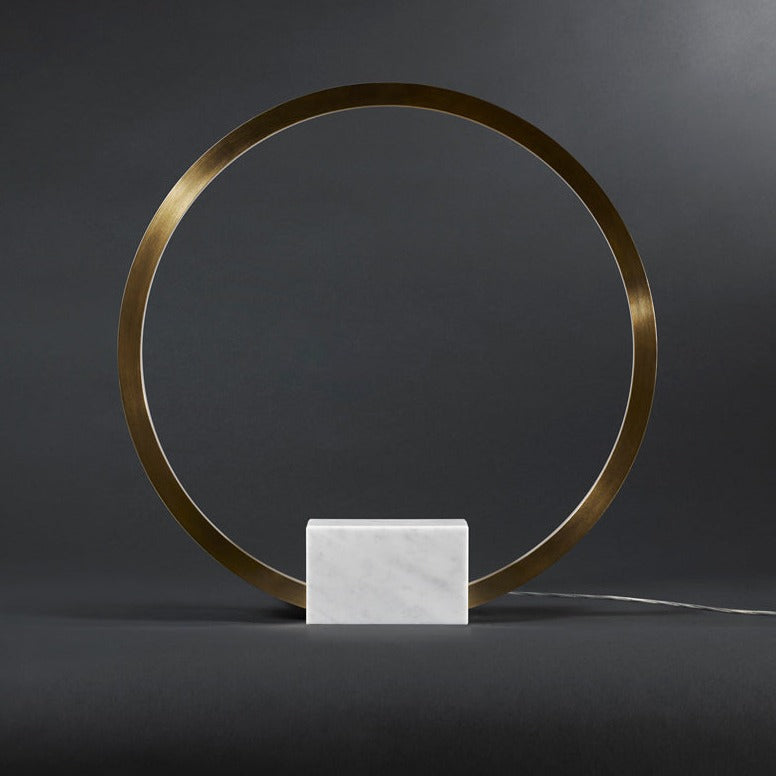 Round Marble Table Lamp in Gold