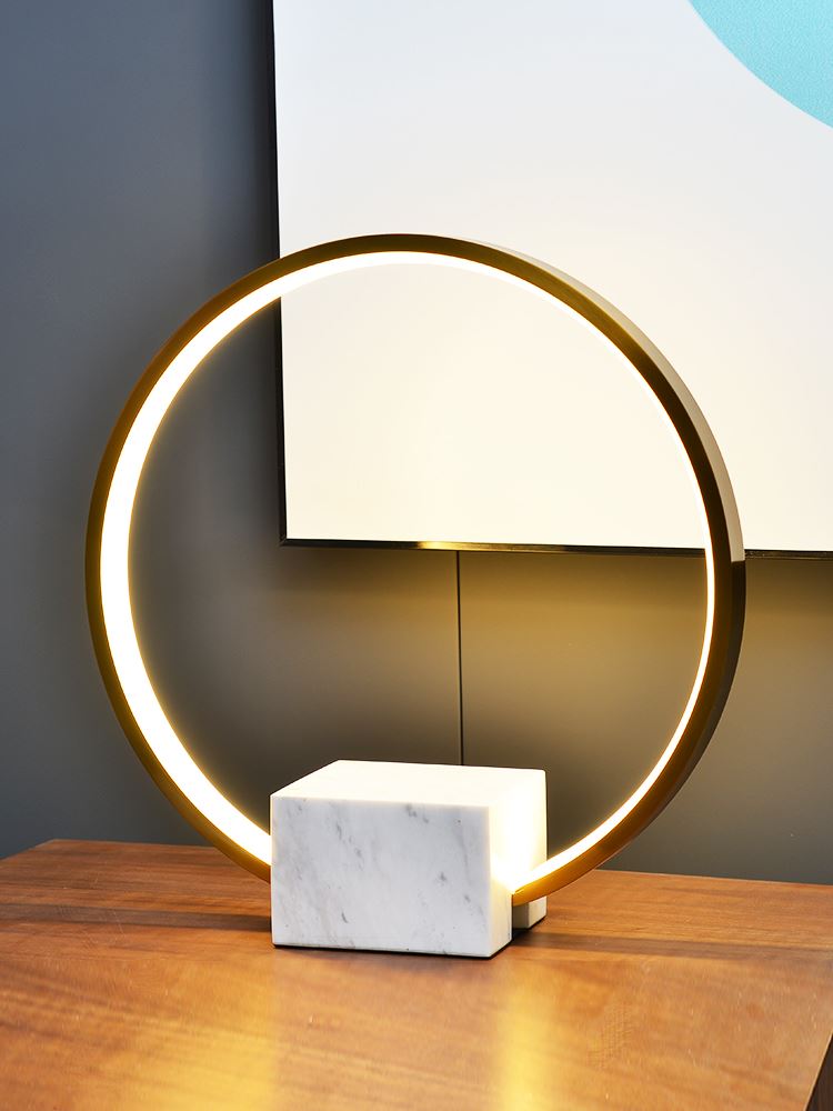 Round Marble Table Lamp in Gold
