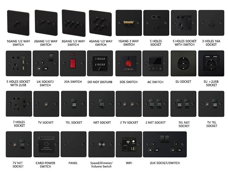 Stainless Steel Light Switch and Sockets with Screws